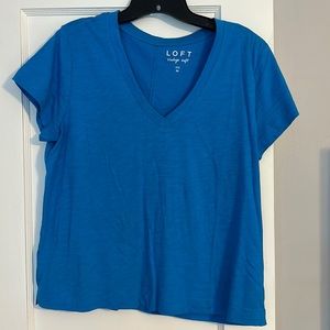 Loft vibrant blue v neck tee, never worn, no tags